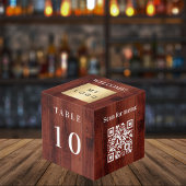 Cube Photo Numéro de table QR code menu bois logo de l'entrep