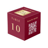Cube Photo Numéro de table QR code menu bordeaux logo de l'en (Angle devant)