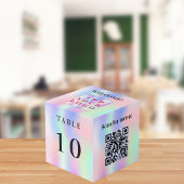 Cube Photo Numéro de table QR code menu menthe rose logo d'en