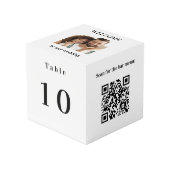Cube Photo Numéro de table QR code menu photo blanche (Angle devant)