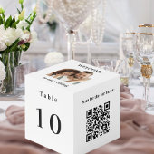 Cube Photo Numéro de table QR code menu photo blanche