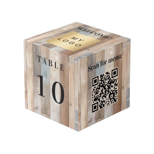 Cube Photo Numéro de tableau Code QR menu logo commercial boi (Angle devant)