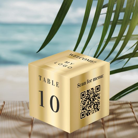 Cube Photo Numéro de tableau Code QR menu or logo commercial