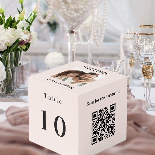 Cube Photo Numéro de tableau QR code barre menu photo blush r