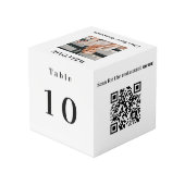 Cube Photo Numéro de tableau QR codes 2 menus photo blanche (Angle arrière)