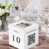 Cube Photo Numéro de tableau QR codes 2 menus photo blanche