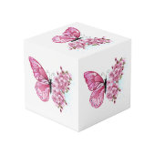 Cube Photo Papillon à fleurs avec Sakura rose (Angle devant)