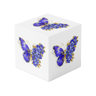 Cube Photo Papillon saphir à fleurs