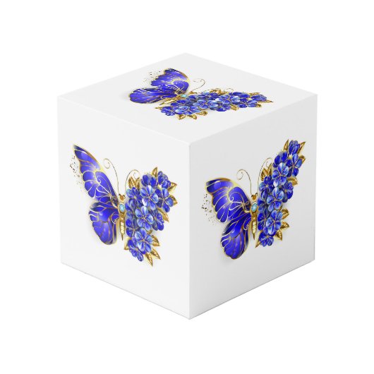 Cube Photo Papillon saphir à fleurs (Angle devant)