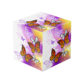 Cube Photo Papillons Monarque sur Arrière - plan pourpre (Angle devant)