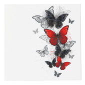 Cube Photo Papillons noirs et rouges volants (Devant)