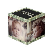 Cube Photo Patiné faux vert famille bois noir 4 photo (Angle devant)