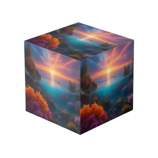 Cube Photo Paysage sous-marin du coucher de soleil (Angle devant)