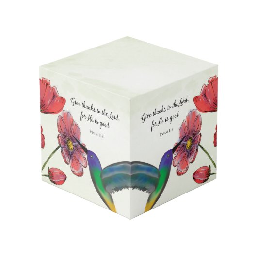 Cube Photo Pensée religieuse de fleurs de vous avec colibri (Angle arrière)