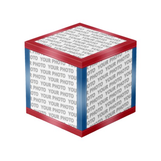 Cube Photo Pentes STRIPES - bleu rouge + vos idées (Angle devant)