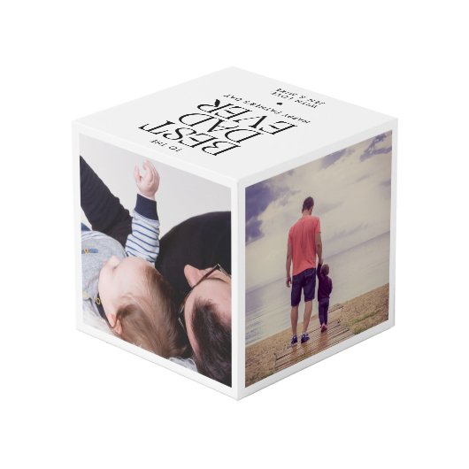 Cube Photo Personnalisé 4 Photo Meilleur Papa Jamais Fête des (Angle arrière)