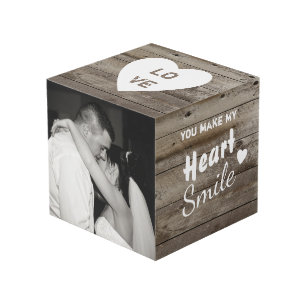 Cube Photo Personnalisé en bois brun rustique
