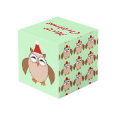 Cube photo personnalisée Chouette de Noël (Angle arrière)