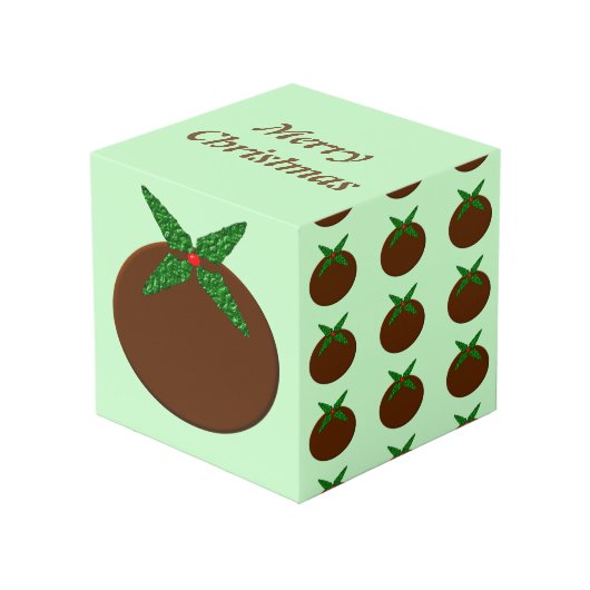 Cube photo personnalisée de Noël Pudding (Angle devant)