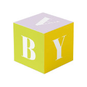 Cube Photo Personnaliser initiales monogramme photos bébé (Angle arrière)