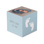 Cube Photo Photo de bébé en materné date de naissance bleu gr (Angle devant)