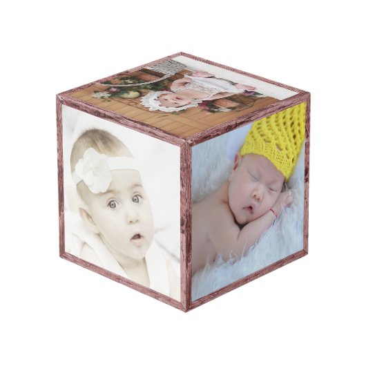 Cube Photo Photo faite sur commande avec la vue en bois 4" (Angle arrière)
