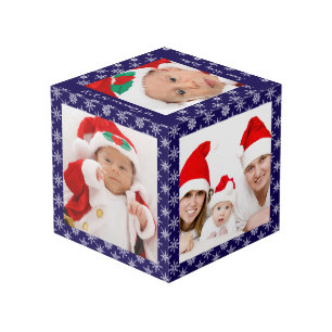 Cube Photo Photos personnalisées Santa Baby Bleu avec flocons