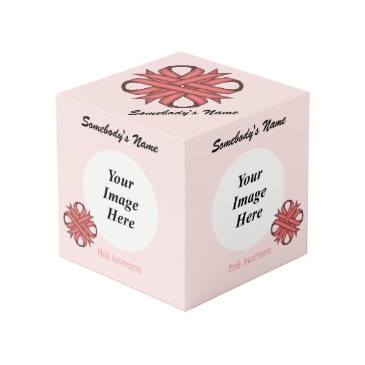 Cube Photo Pink Clover Ribbon (Angle devant)