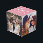 Cube Photo Pink Love is Love Gold Confetti - Photos Mariages<br><div class="desc">Cube photo avec place pour quatre de vos photos mariages,  avec amour est l'amour écrit sur un arrière - plan rose décoré de faux confettis d'or.</div>