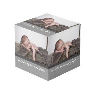 Cube Photo Présentation de notre garçon, Nom photo bébé