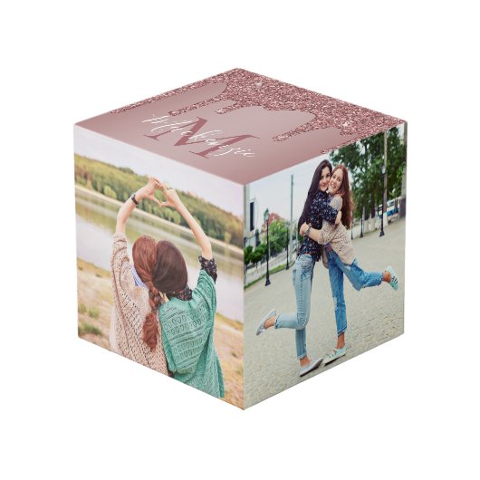 Cube Photo Rose Gold Étincelle Parties scintillant Drives Mon (Angle devant)