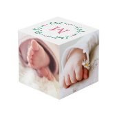 Cube Photo Rose Rosebud Wreath Monogramme Baby Photo (Angle arrière)