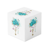 Cube Photo Roses turquoise avec touches (Angle arrière)
