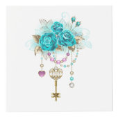 Cube Photo Roses turquoise avec touches (Devant)