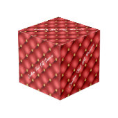 Cube Photo Rouge Diamant Tufted personnalisé Nom de texte Cub (Angle arrière)
