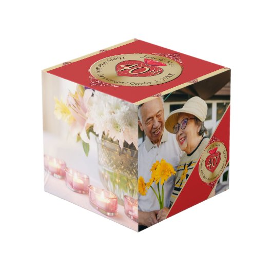 Cube photo Ruby du 40e/15e anniversaire du Mariage (Angle devant)