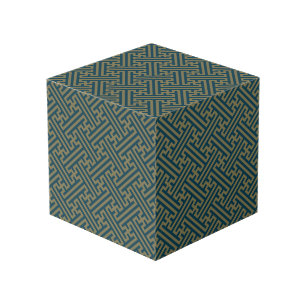 Cube Photo Sayagata motif, japonais, or et bleu marine