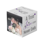 Cube Photo Silver 25 ans anniversaire violet photo (Angle devant)