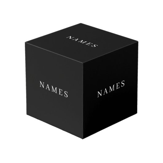 Cube Photo Simple Black Custom Ajouter Votre Nom Élégant (Angle devant)