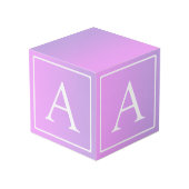 Cube Photo Simple Monogramme | Dégradé Rose/Violet Subtil (Angle arrière)