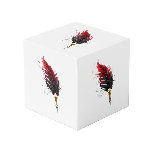 Cube Photo Stylo rouge en plumes avec nib or (Angle devant)