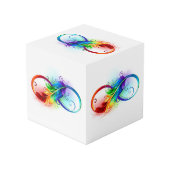 Cube Photo Symbole d'infini avec plume arc-en-ciel (Angle arrière)