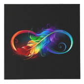 Cube Photo Symbole d'infini avec plume arc-en-ciel (Droite)