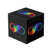Cube Photo Symbole d'infini avec plume arc-en-ciel (Angle arrière)