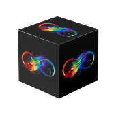 Cube Photo Symbole d'infini avec plume arc-en-ciel (Angle devant)