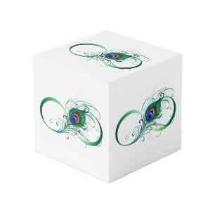 Cube Photo Symbole d'infini avec plume de paon