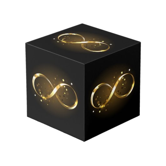 Cube Photo Symbole d'infini doré (Angle devant)