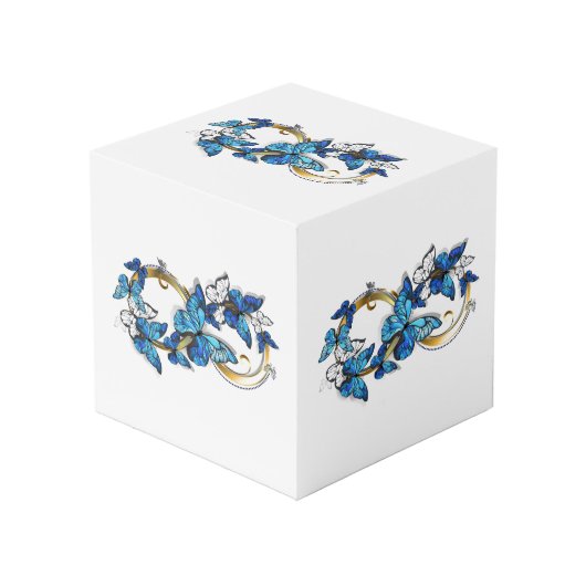 Cube Photo Symbole infini de papillons Morpho bleus (Angle devant)