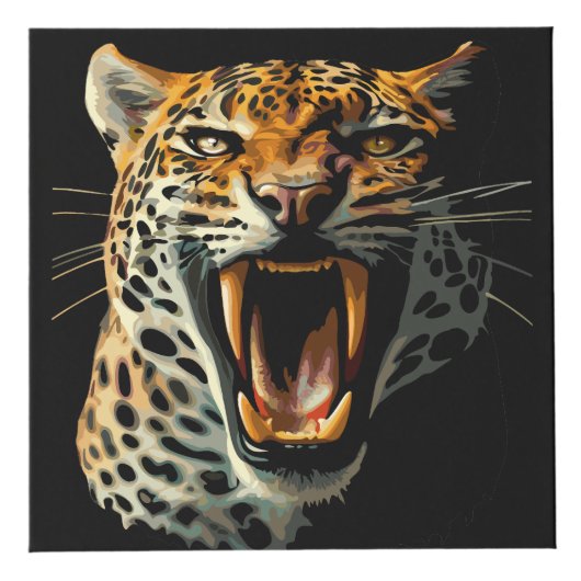 Cube Photo Tête d'attaque du léopard (Devant)