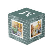 Cube Photo Trellis d'épinette | Famille Monogramme (Angle arrière)